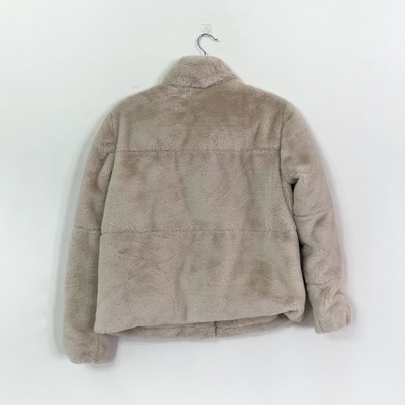 Faux Fur Beige Zip Up Cold Weather Jacket - Picture 4 of 4